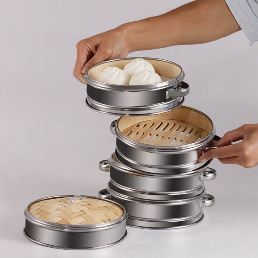 Bao Steamer Bamboo - Strumento di cottura rotondo Dim Sum
